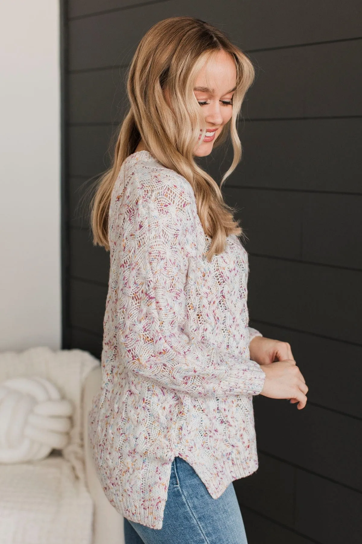 You’re Worth It Sprinkle Knit Sweater- Light Pink