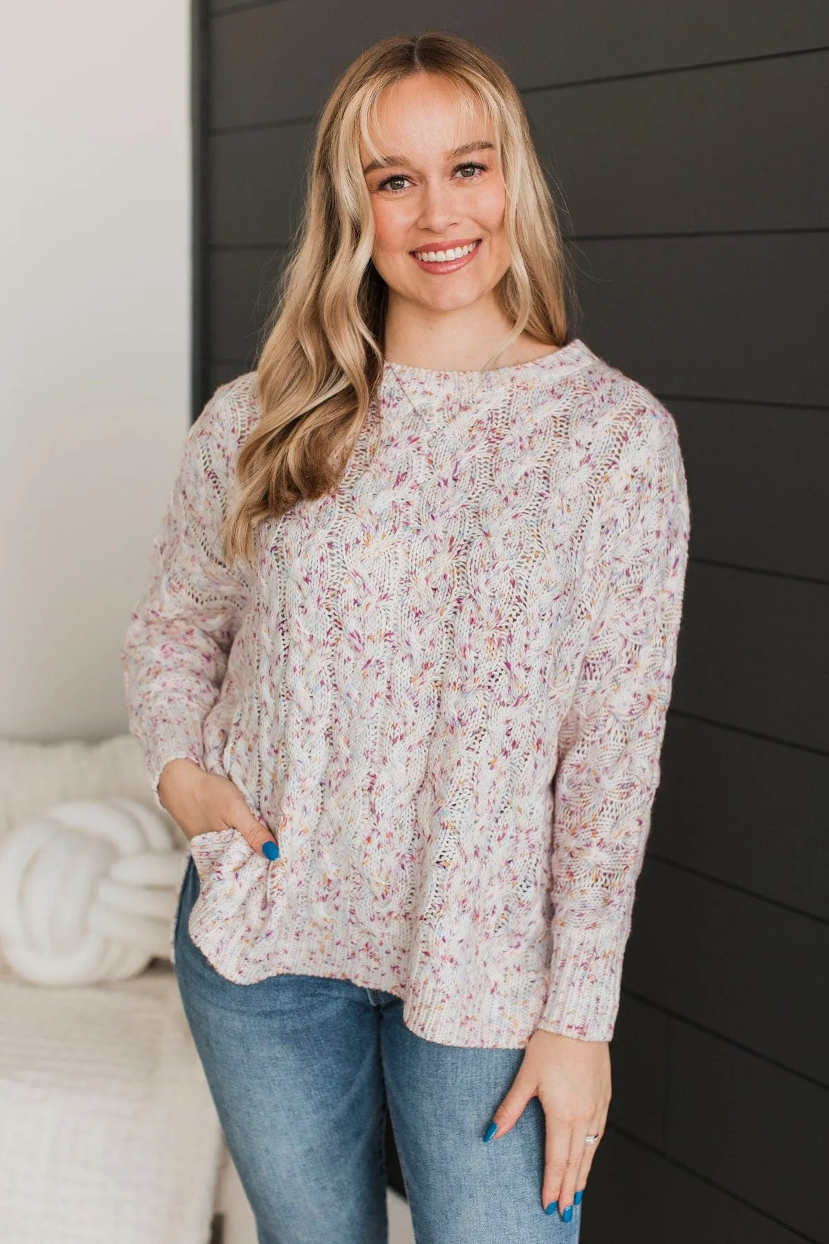 You’re Worth It Sprinkle Knit Sweater- Light Pink