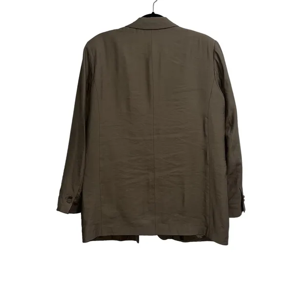 Zara Open Front Longline Blazer In Army Green
