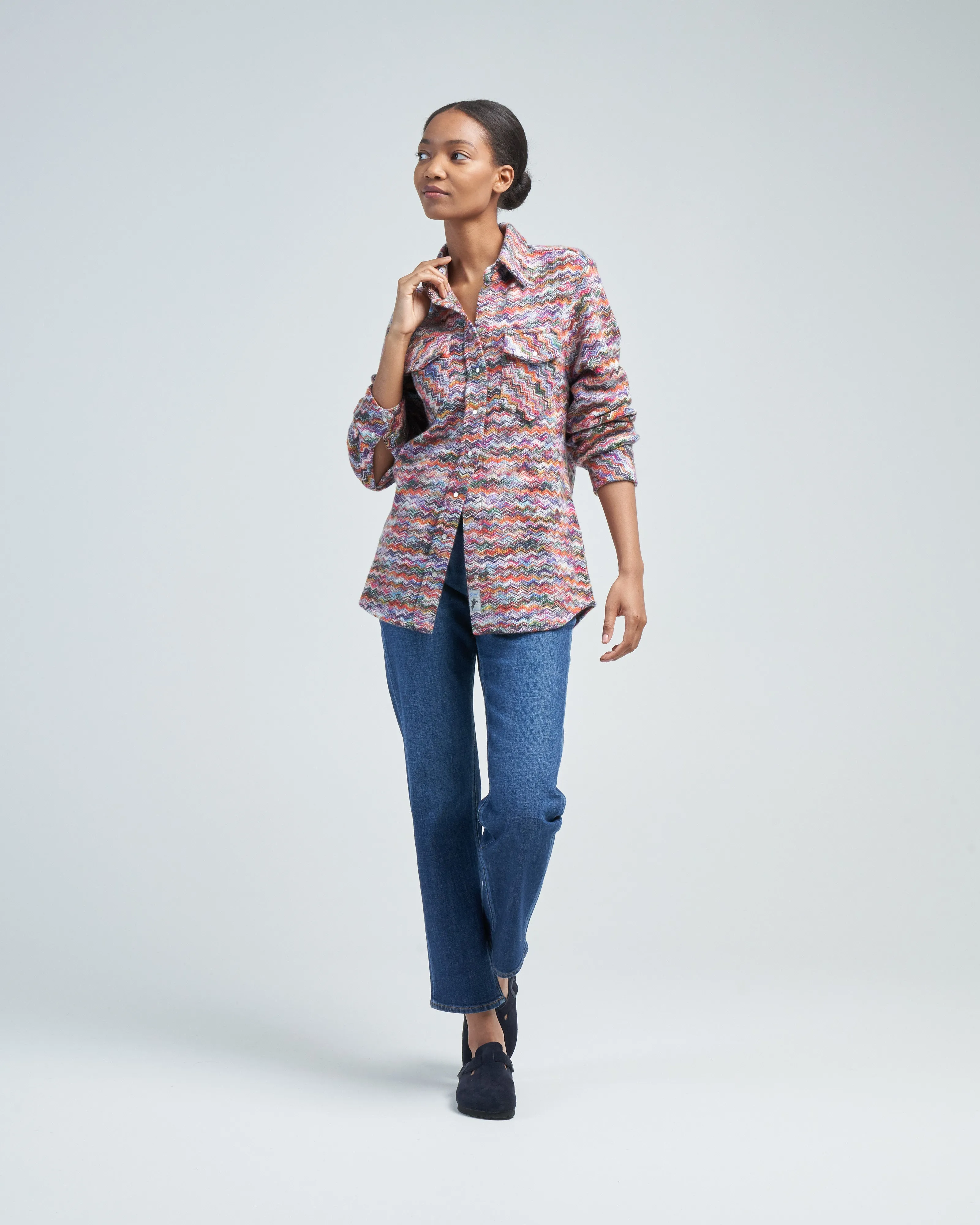 zig zag cashmere shirt
