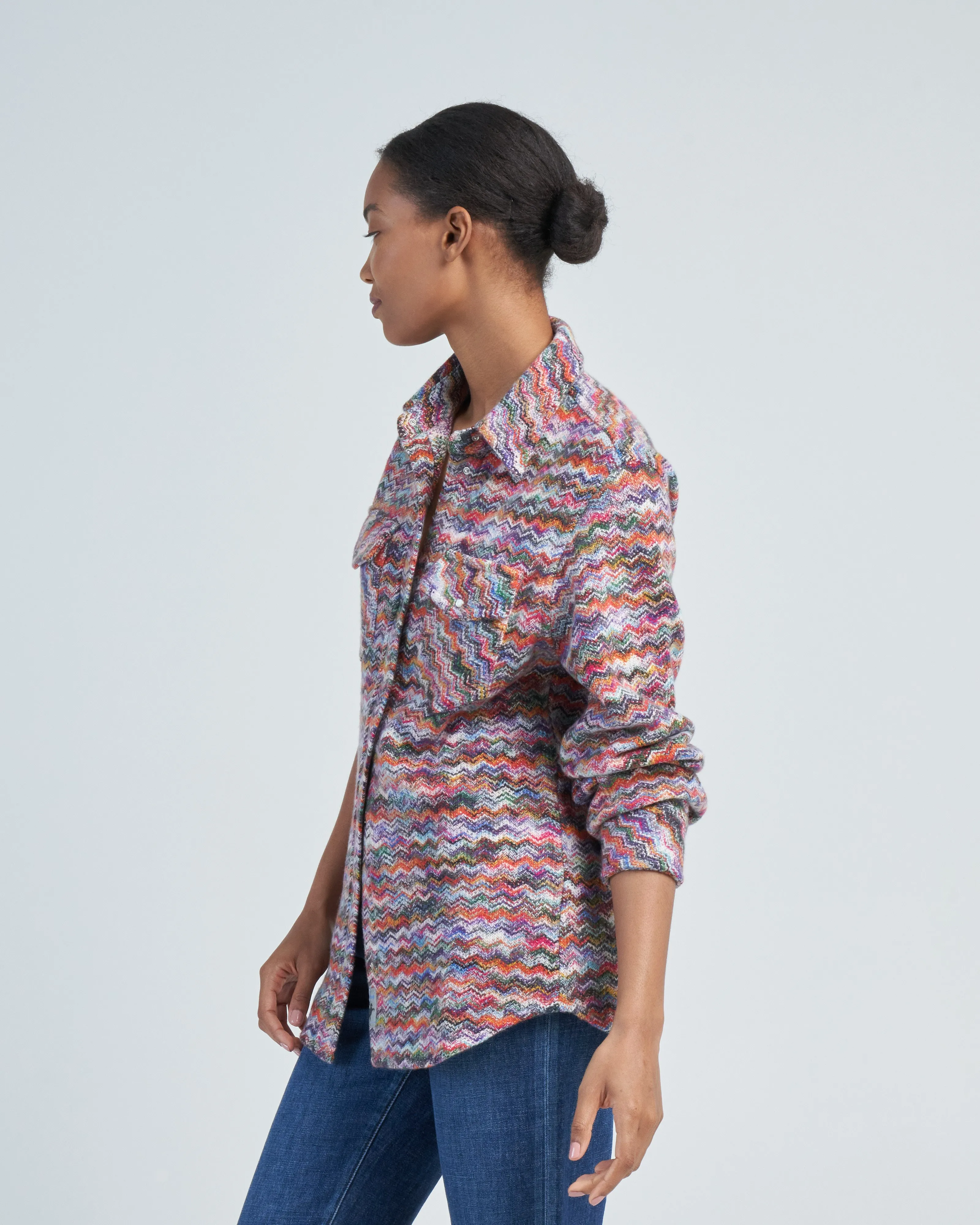 zig zag cashmere shirt