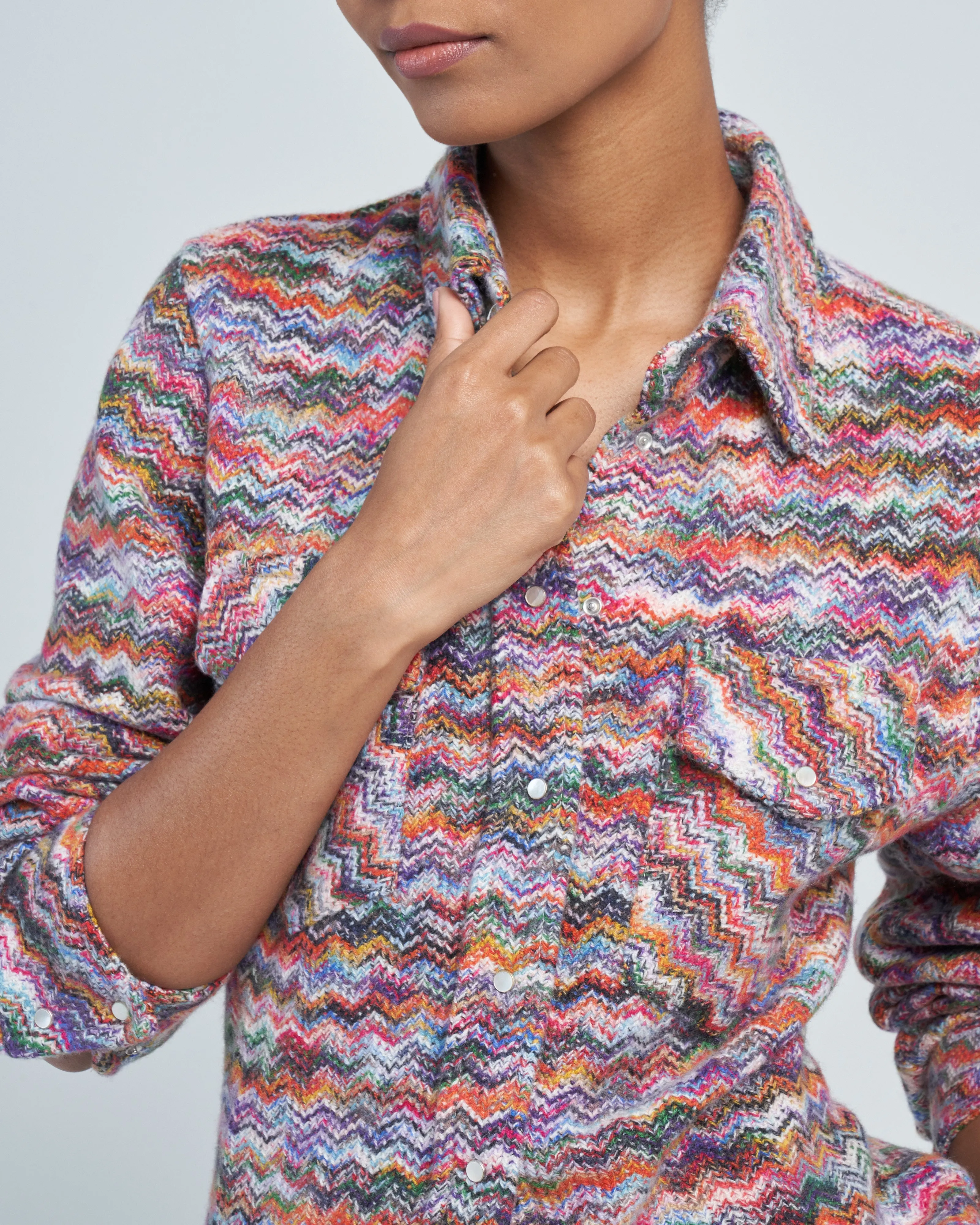 zig zag cashmere shirt
