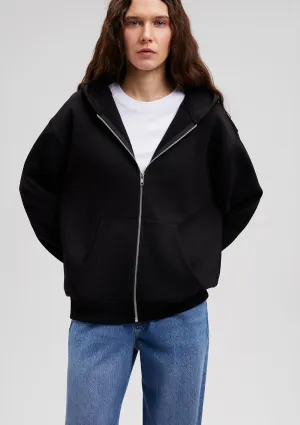 Zip Up Black Hooded Sweatshirt