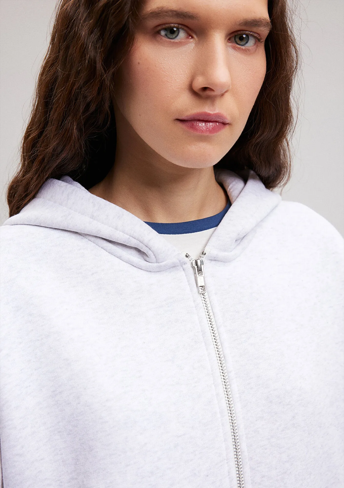 Zip Up Grey Hooded Sweatshirt
