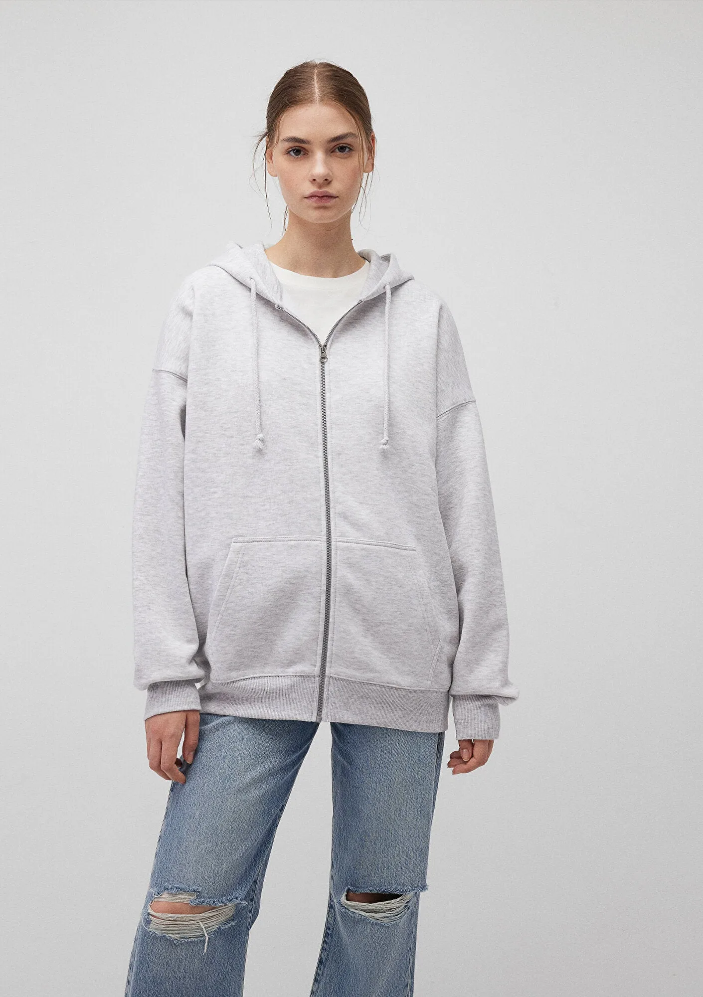 Zip Up Hooded Grey Sweatshirt