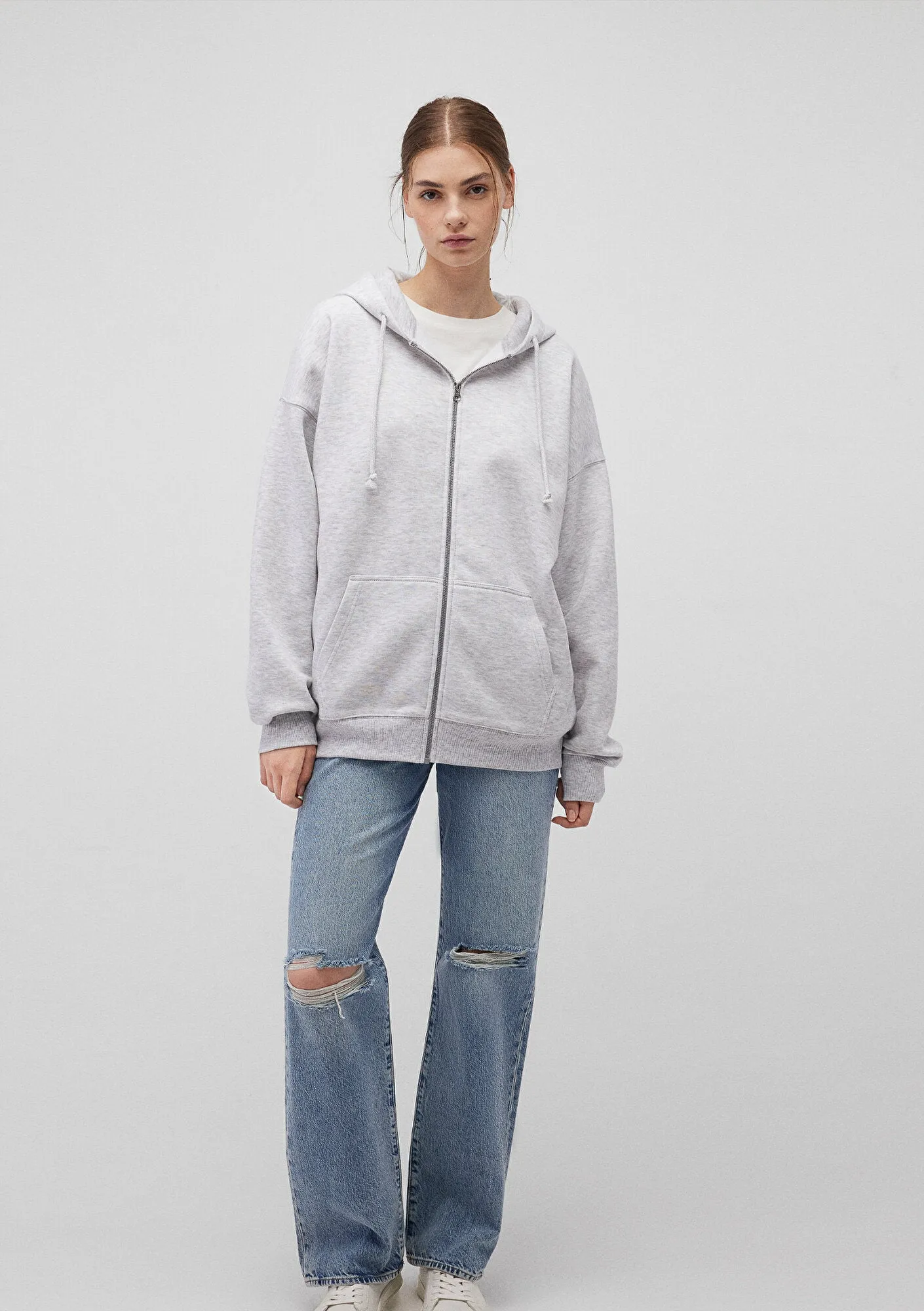 Zip Up Hooded Grey Sweatshirt
