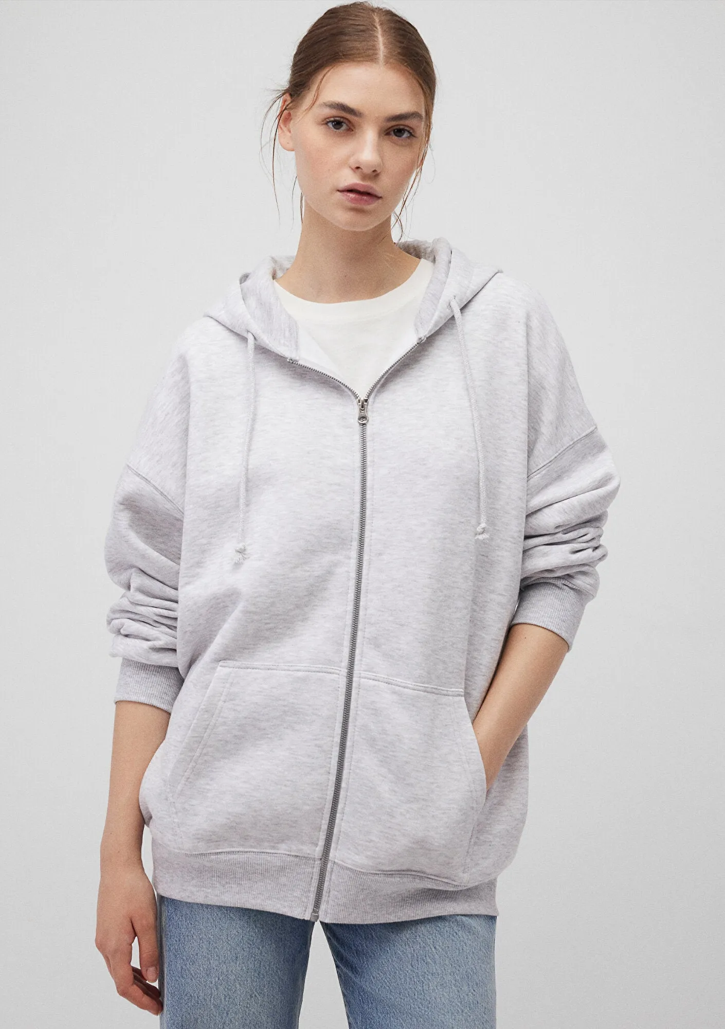 Zip Up Hooded Grey Sweatshirt